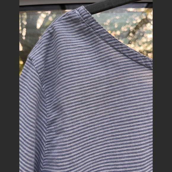 Connally McDougall Blue w/White Stripes Cotton Wide Neck Boxy Tee Womens Size 3X - Picture 6 of 6